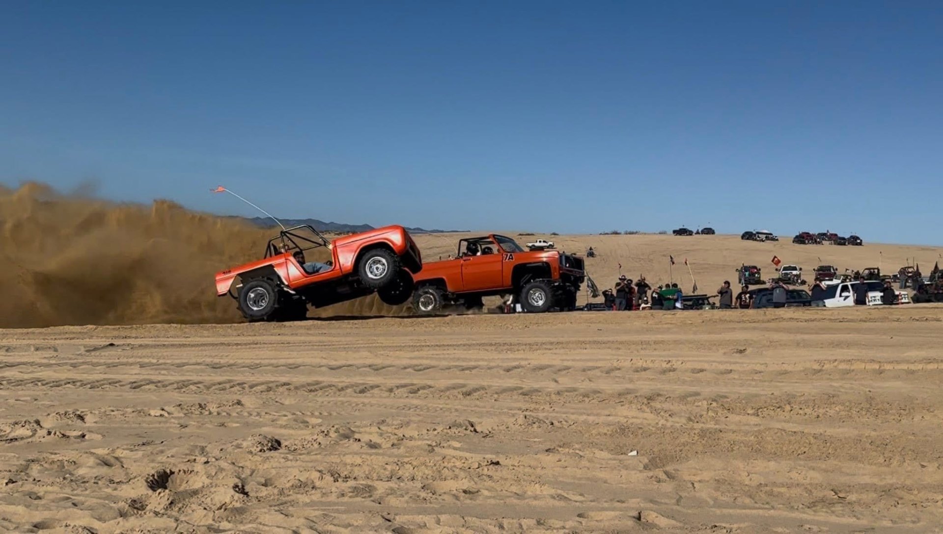 Offroad rig staged on the sand at the Pismo Beach Arm Drops